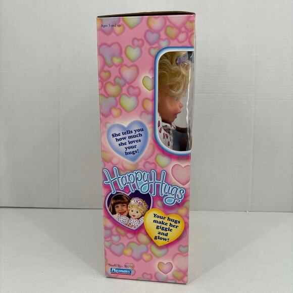 Vintage 1998 Playmates Happy Hugs Doll Hug Me I Glow Giggles Talks 14 Inch NOS - Picture 4 of 11
